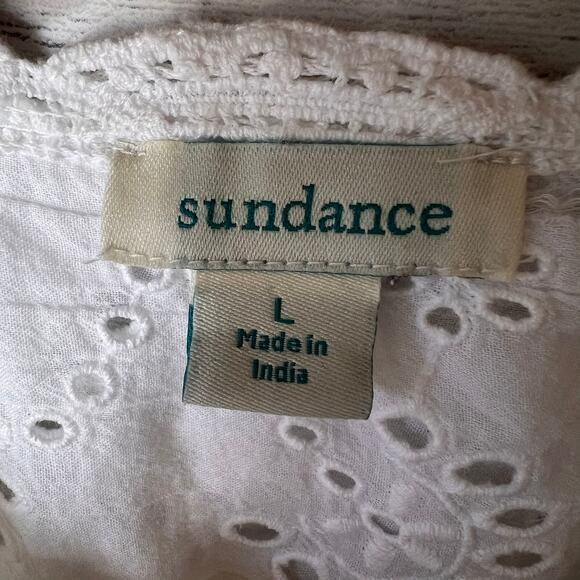 Sundance Top Womens Size Large White Marion Eyelet Button Down 100% Cotton - Picture 2 of 16